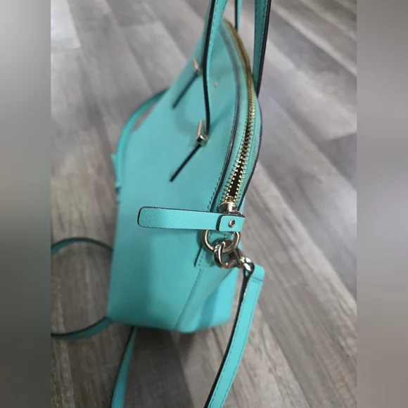 Kate Spade Mint Turquoise Bowler Satchel Crossbody Bag Y2K Classy Aqua Designer - Picture 3 of 13